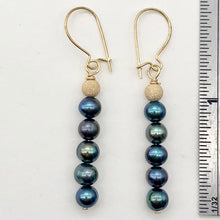 Load image into Gallery viewer, Shinning Teal Fresh Water Pearl 14K Gold Filled Earrings | 2" long |