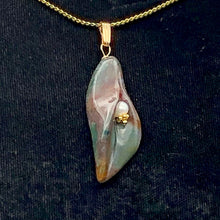 Load image into Gallery viewer, Fancy Jasper Calla Lily 14K Gold Filled Flower Pendant| 1 5/8" Long|Green Brown|