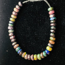 Load image into Gallery viewer, Opal Faceted Red Fire Roundel 4 1/4" Bead Strand | 4.5 mm | Black/Red | 39 Bead|