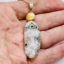 Load image into Gallery viewer, Ocean Jasper 14K Gold Filled Long | 2 3*4" Long | White/Gold | 1 Pendant |
