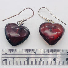 Load image into Gallery viewer, Red Amber Heart Sterling Silver Earrings | 1 1/4" Long | Red | 1 Pair |
