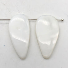 Load image into Gallery viewer, Mother of Pearl Pendant Beads |28x12x5-35x16x4.5mm | White | Pendant | 2 bds | | 28x12x5-35x16x4.5mm | White |  Bead(s) - PremiumBead Alternate Image 2
