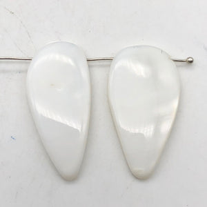 Mother of Pearl Pendant Beads |28x12x5-35x16x4.5mm | White | Pendant | 2 bds | | 28x12x5-35x16x4.5mm | White |  Bead(s) - PremiumBead Alternate Image 2