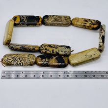 Load image into Gallery viewer, Dendritic Jasper Rectangle Bead Strand | 40x17x7 mm | Tan/Black | 5 Beads |