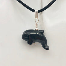 Load image into Gallery viewer, Happy Obsidian Orca Whale and Sterling Silver Pendant | 1.06" Long | 509301ORS - PremiumBead Alternate Image 5