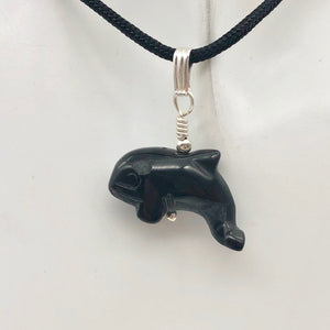 Happy Obsidian Orca Whale and Sterling Silver Pendant | 1.06" Long | 509301ORS - PremiumBead Alternate Image 5