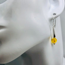 Load image into Gallery viewer, Amber Sterling Silver Bead Earrings | 1 1/2" Long | Yellow | 1 Pair |