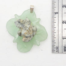 Load image into Gallery viewer, Ribbit 1 Lapis Frog On Aventurine Lily pad Pendant | 28x28.5x11mm | Blue