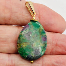 Load image into Gallery viewer, Natural Ruby Zoisite and 14K Gold Filled Pendant | 2" Long | Green/Red |