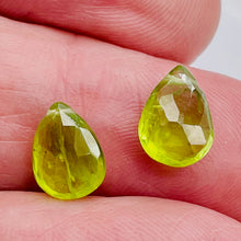 Load image into Gallery viewer, Gem! Faceted Untreated Peridot Briolette Beads Matched Pair | 10x7x5mm | 5.1tcw|