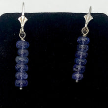Load image into Gallery viewer, Tanzanite Faceted Roundel Bead Sterling Silver Earrings| 1.5" Long | Lever Back