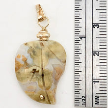 Load image into Gallery viewer, Ocean Jasper Carved Autumn Leaf Bead 14K Gold Filled Pendant | 1 3/4" Long |