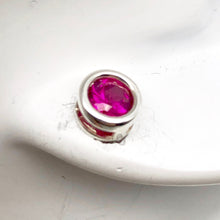 Load image into Gallery viewer, July Birthstone! Round 5mm Created Red Ruby & 925 Sterling Silver Stud Earrings - PremiumBead Alternate Image 3