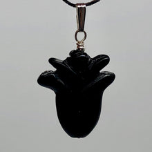 Load image into Gallery viewer, Obsidian Sterling Silver Rose Flower Pendant | 1 1/2" Long | Black | 1 Pendant |