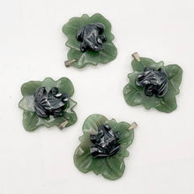 Load image into Gallery viewer, Ribbit Hematite Frog On Aventurine Lily pad Pendant | 28x28.5x11mm | Silver black