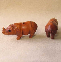 Load image into Gallery viewer, Carved & Signed Boxwood Rhinoceros Ojime/Netsuke Bead - PremiumBead Alternate Image 2