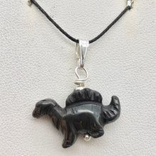 Load image into Gallery viewer, Hematite Dinosaur Pendant Stegosaurus and Sterling Silver Pendant 509258HMS | 21x11x8mm (Stegosaurus), 7.0mm (Bail Opening), 7/8" (Long) | Black - PremiumBead Alternate Image 3