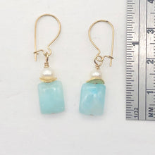 Load image into Gallery viewer, Hemimorphite and Pearl 14K Gold Filled Drop/Dangle Earrings| 1 1/4" Long | Blue|