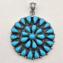 Load image into Gallery viewer, Natural Turquoise Squash Blossom Sterling Silver Semi Precious Stone Pendant - PremiumBead Alternate Image 4