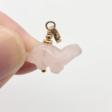 Load image into Gallery viewer, Rose Quartz Diplodocus Dinosaur Pendant Necklace|Animal Jewelry|14k Pendant