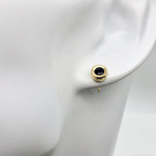 Load image into Gallery viewer, Blue Sapphire 14K Gold Bezel set Earrings | 3mm | Blue | Stud | - PremiumBead Alternate Image 2