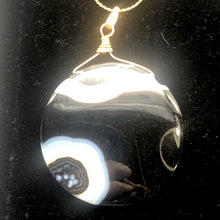 Load image into Gallery viewer, Sardonyx Agate 40mm Coin 14K Gold Filled Bead Pendant | Black | 2" Long |