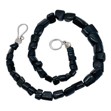 Load image into Gallery viewer, Black Tourmaline Carved Nugget Sterling Silver Necklace | | 18 inch | Black | 1 |
