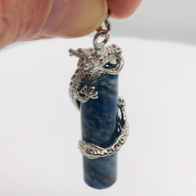 Load image into Gallery viewer, Dragon Sterling Silver Lapis | 2" Long | Blue/Silver | 1 Pendant |