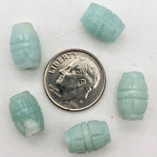 Load image into Gallery viewer, 5 Amazonite Carved Lotus Barrel 12x8mm Beads - PremiumBead Primary Image 1