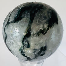 Load image into Gallery viewer, Moss Agate Druzy Quartz Crystal Meditation Sphere | 62mm | Green/White | 1 |