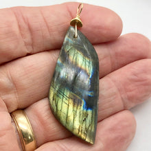 Load image into Gallery viewer, Labradorite 14K Gold Filled Drop Pendant | 2 1/2" Long | Yellow Rainbow |