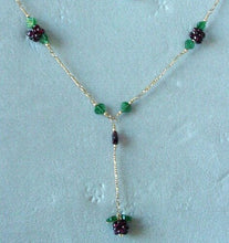 Load image into Gallery viewer, Garnet Berry & Carved Aventurine Leaf Lariat 200011 - PremiumBead Alternate Image 2