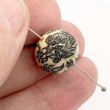 Load image into Gallery viewer, Fierce Dragon Scrimshawed Waterbuffalo Bone 14mm Bead 4120 - PremiumBead Alternate Image 4