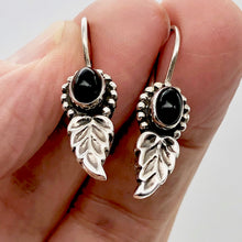 Load image into Gallery viewer, Spiraling Onyx Sterling Silver Earrings! | 1 1/2 Inch Long |