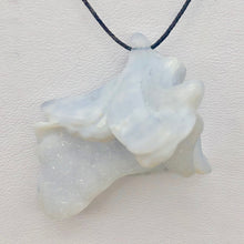 Load image into Gallery viewer, Blue Chalcedony Druzy Carved Flower Bead | 69.5 cts | 43x30mm | Blue | 1 bead | - PremiumBead Primary Image 1