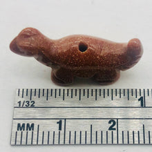 Load image into Gallery viewer, Dinosaur Carved Goldstone Diplodocus Figurine | 25x11.5x7.5mm | Gold sparkle Red