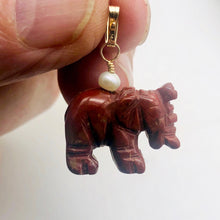 Load image into Gallery viewer, Red Jasper Elephant Pendant Necklace|Semi Precious Stone Jewelry|14k Pendant