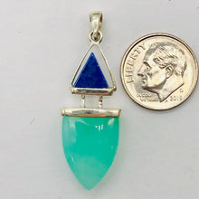 Load image into Gallery viewer, Lapis Lazuli Chrysoprase Sterling Silver Drop Pendant | 1 1/2" Long| Green/Blue|