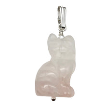 Load image into Gallery viewer, Adorable! Rose Quartz Cat & Solid Sterling Silver Pendant