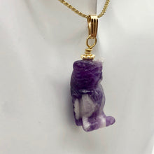 Load image into Gallery viewer, Amethyst Hand Carved Hooting Owl & 14Kgf Gold Filled 1 3/8" Long Pendant 509297AMG - PremiumBead Alternate Image 7