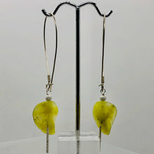 Load image into Gallery viewer, Korean Jade Carved Leaf Sterling Silver Drop Earrings | 3 1/4" Long | Green |