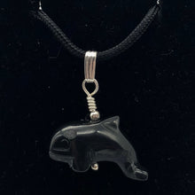 Load image into Gallery viewer, Happy Obsidian Orca Whale and Sterling Silver Pendant | 1.06" Long | 509301ORS - PremiumBead Alternate Image 3