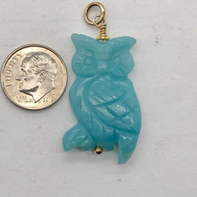 Load image into Gallery viewer, Amazonite Owl 14K Gold Filled Pendant | 1 3/4" Long | Blue | 1 Pendant |
