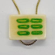 Load image into Gallery viewer, Mahjong Bamboo Rectangle Tile Pendant Bead | 25x17x9mm | Green White | 1 Bead |