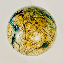 Load image into Gallery viewer, Azurite Malachite Chrysoprase Scry Crystal Round | 60mm | Green/Blue/Brown | 1 Sphere