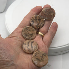 Load image into Gallery viewer, Feldspar Coin Beads | 35x7mm | 5 Beads | Tan Black Red |