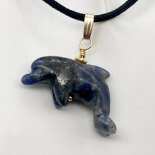 Load image into Gallery viewer, Semi Precious Stone Jewelry Jumping Pendant Necklace in Blue Sodalite and Gold - PremiumBead Alternate Image 4