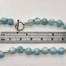 Load image into Gallery viewer, Larimar Faceted Round Bead Sterling Silver Necklace | 21" Long | Blue |
