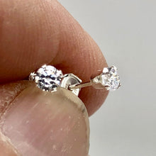 Load image into Gallery viewer, April Birthstone 3mm Clear Cubic Zircon &amp; 925 Sterling Silver Stud Earrings - PremiumBead Alternate Image 2
