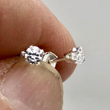 Load image into Gallery viewer, April Birthstone 3mm Clear Cubic Zircon & 925 Sterling Silver Stud Earrings - PremiumBead Alternate Image 2
